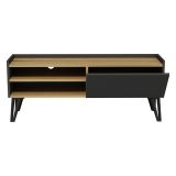 Mobile Porta tv Nero Antracite Marrone Rovere un Ripiano Un'anta 120x33x50h cm, 3 Vani - Cremia