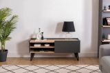 Mobile Porta tv Nero Antracite Marrone Rovere un Ripiano Un'anta 120x39x50h cm, 3 Vani - Molinara