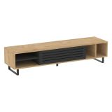 Mobile Porta tv Nero Antracite Marrone Rovere un Ripiano Un'anta 160x40x35h cm, 5 Vani - Sovico