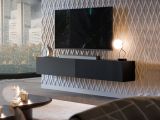 Mobile Porta tv Nero Antracite Modulabile un Ripiano 200x30x31h cm, 2 Ante - Sindia