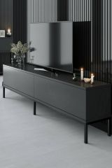 Mobile Porta tv Nero Antracite Nero Cassetti un Ripiano 180x30x47h cm, 2 Ante - Espero