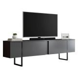 Mobile Porta tv Nero Antracite Nero Cassetti un Ripiano 180x30x50h cm, 2 Ante - Abishia
