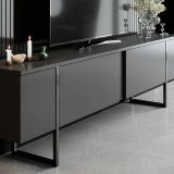Mobile Porta tv Nero Antracite Nero Cassetti un Ripiano 180x30x50h cm, 2 Ante - Abishia
