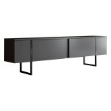 Mobile Porta tv Nero Antracite Nero Cassetti un Ripiano 180x30x50h cm, 2 Ante - Abishia