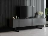 Mobile Porta tv Nero Antracite Nero Cassetti un Ripiano 180x30x50h cm, 2 Ante - Abishia