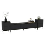 Mobile Porta tv Nero Antracite Nero Marmo 2 Ripiani 7 Vani 260x35x45h cm, 5 Ante - Cortin