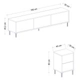 Mobile Porta tv Nero Antracite Nero Marmo 2 Ripiani 7 Vani 260x35x45h cm, 5 Ante - Cortin