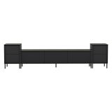 Mobile Porta tv Nero Antracite Nero Marmo 2 Ripiani 7 Vani 260x35x45h cm, 5 Ante - Cortin
