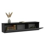Mobile Porta tv Nero Antracite Nero Marmo Luci led Incluse 3 Ante 160x32x35h cm, Apertura a Ribalta - Marazzi
