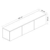 Mobile Porta tv Nero Antracite Nero Marmo Luci led Incluse 3 Ante 160x32x35h cm, Apertura a Ribalta - Marazzi