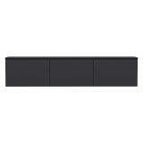 Mobile Porta tv Nero Antracite Nero Marmo Luci led Incluse 3 Ante 160x32x35h cm, Apertura a Ribalta - Marazzi