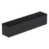 Mobile Porta tv Nero Antracite Nero Marmo Luci led Incluse 3 Ante 160x32x35h cm, Apertura a Ribalta - Marazzi