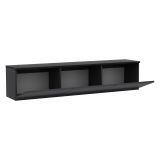 Mobile Porta tv Nero Antracite Nero Marmo Luci led Incluse 3 Ante 160x32x35h cm, Apertura a Ribalta - Marazzi