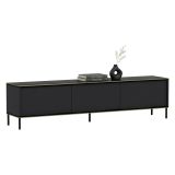 Mobile Porta tv Nero Antracite oro 3 Ante Ripiano Effetto Marmo 180x35x45h cm, 3 Vani - Vicchio