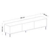 Mobile Porta tv Nero Antracite oro 3 Ante Ripiano Effetto Marmo 180x35x45h cm, 3 Vani - Vicchio
