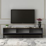 Mobile Porta tv Nero Antracite oro 3 Ante Ripiano Effetto Marmo 180x35x45h cm, 3 Vani - Vicchio