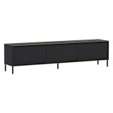 Mobile Porta tv Nero Antracite oro 3 Ante Ripiano Effetto Marmo 180x35x45h cm, 3 Vani - Vicchio