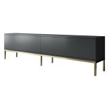 Mobile Porta tv Nero Antracite oro Cassetti un Ripiano 180x30x47h cm, 2 Ante - Espero