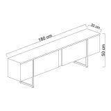 Mobile Porta tv Nero Antracite oro Cassetti un Ripiano 180x30x50h cm, 2 Ante - Abishia