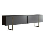 Mobile Porta tv Nero Antracite oro Cassetti un Ripiano 180x30x50h cm, 2 Ante - Abishia