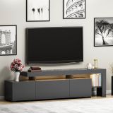 Mobile Porta tv Nero Antracite un Ripiano Apertura Battente, a Ribalta 192x37x53h cm, 3 Ante - Trasacco