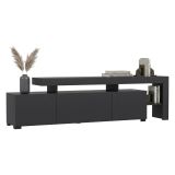 Mobile Porta tv Nero Antracite un Ripiano Apertura Battente, a Ribalta 192x37x53h cm, 3 Ante - Trasacco