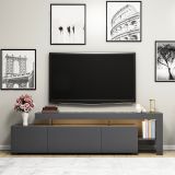 Mobile Porta tv Nero Antracite un Ripiano Apertura Battente, a Ribalta 192x37x53h cm, 3 Ante - Trasacco