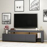 Mobile Porta tv Nero Antracite un Ripiano Apertura Battente, a Ribalta 192x37x53h cm, 3 Ante - Trasacco