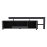 Mobile Porta tv Nero Antracite un Ripiano Apertura Battente, a Ribalta 192x37x53h cm, 3 Ante - Trasacco