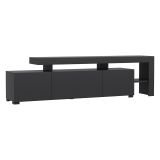 Mobile Porta tv Nero Antracite un Ripiano Apertura Battente, a Ribalta 192x37x53h cm, 3 Ante - Trasacco