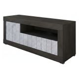 Mobile Porta tv Nero Grigio Cemento Cassetti Ripiani 137x42x56h cm, 3 Ante - Lucino
