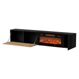 Mobile Porta tv Nero Marrone Rovere Modulabile un Ripiano 200x30x31h cm, 2 Ante - Sindia
