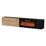 Mobile Porta tv Nero Marrone Rovere Modulabile un Ripiano 200x30x31h cm, 2 Ante - Sindia