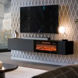 Mobile Porta tv Nero Modulabile un Ripiano 200x30x31h cm, 2 Ante - Sindia