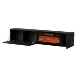 Mobile Porta tv Nero Modulabile un Ripiano 200x30x31h cm, 2 Ante - Sindia