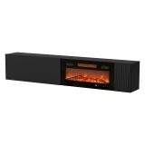 Mobile Porta tv Nero Modulabile un Ripiano 200x30x31h cm, 2 Ante - Sindia