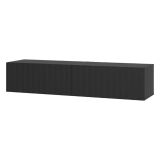 Mobile Porta tv Nero Nero Antracite un Ripiano 2 Ante 154x42x32h cm, 2 Vani - Maderno