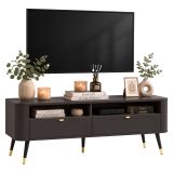 Mobile Porta tv Nero oro 2 Cassetti 3 Ripiani 138x40x53h cm, con Piedini - Limi