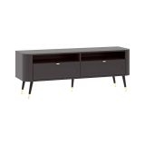Mobile Porta tv Nero oro 2 Cassetti 3 Ripiani 138x40x53h cm, con Piedini - Limi