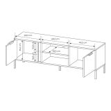 Mobile Porta tv Nero oro 2 Ripiani 2 Ante 153x40x53h cm, 4 Vani - Kaleka
