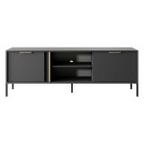 Mobile Porta tv Nero oro 2 Ripiani 2 Ante 153x40x53h cm, 4 Vani - Kaleka