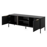 Mobile Porta tv Nero oro 2 Ripiani 2 Ante 153x40x53h cm, 4 Vani - Kaleka