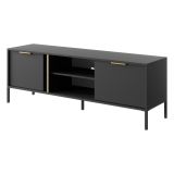 Mobile Porta tv Nero oro 2 Ripiani 2 Ante 153x40x53h cm, 4 Vani - Kaleka