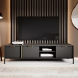 Mobile Porta tv Nero oro 3 Ripiani 3 Ante 203x40x53h cm, 6 Vani - Kalasose