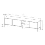 Mobile Porta tv Nero oro 3 Ripiani 3 Ante 203x40x53h cm, 6 Vani - Kalasose