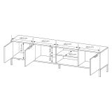 Mobile Porta tv Nero oro 3 Ripiani 3 Ante 203x40x53h cm, 6 Vani - Kalasose