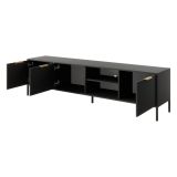 Mobile Porta tv Nero oro 3 Ripiani 3 Ante 203x40x53h cm, 6 Vani - Kalasose