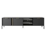 Mobile Porta tv Nero oro 3 Ripiani 3 Ante 203x40x53h cm, 6 Vani - Kalasose