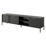Mobile Porta tv Nero oro 3 Ripiani 3 Ante 203x40x53h cm, 6 Vani - Kalasose