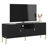 Mobile Porta tv Nero oro un Cassetto Ripiani 155x40x69h cm, 2 Ante - Rabattone